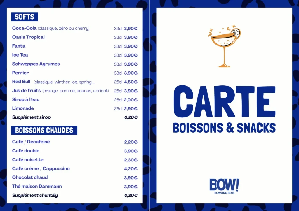 carte soft boisson